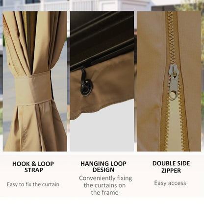 10' x 13' Hardtop Gazebo, Aluminum Canopy, Mesh Nettings, Curtains, Brown Gazebos at Gallery Canada