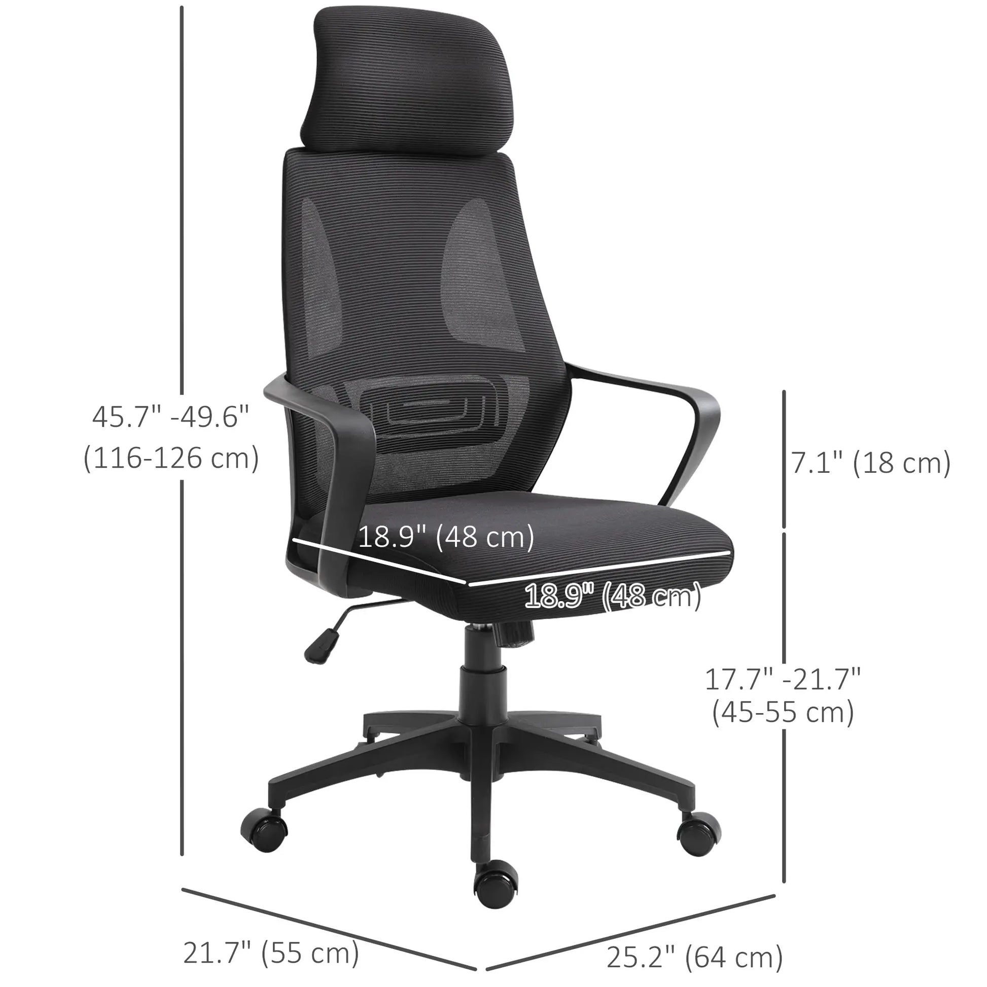 Mesh Office Chair, Adjustable Headrest, Ergonomic Desk Chair, Black Task Chairs at Gallery Canada