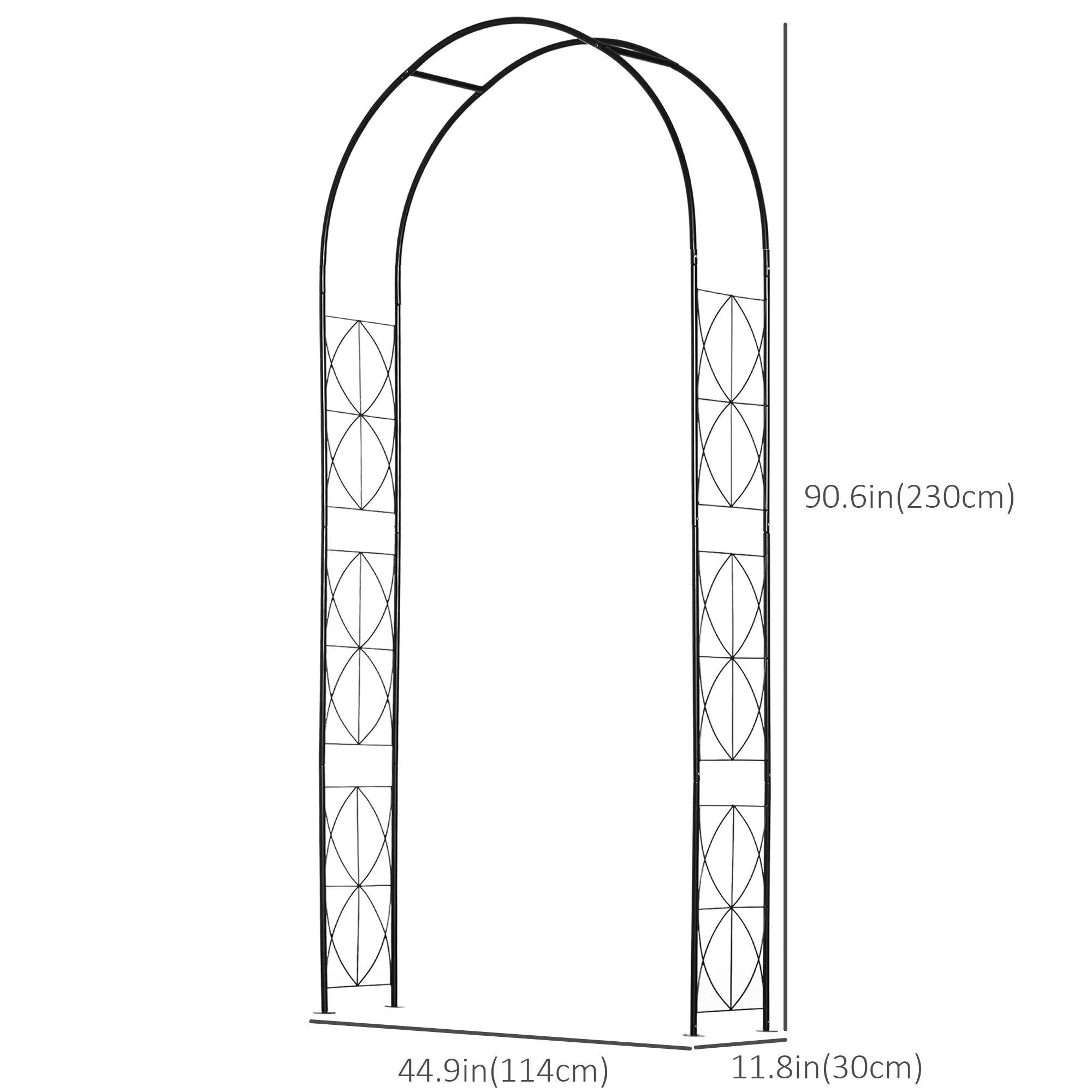 Vintage Garden Arch, 7.5FT Outdoor Metal Trellis, Black Garden Arches at Gallery Canada