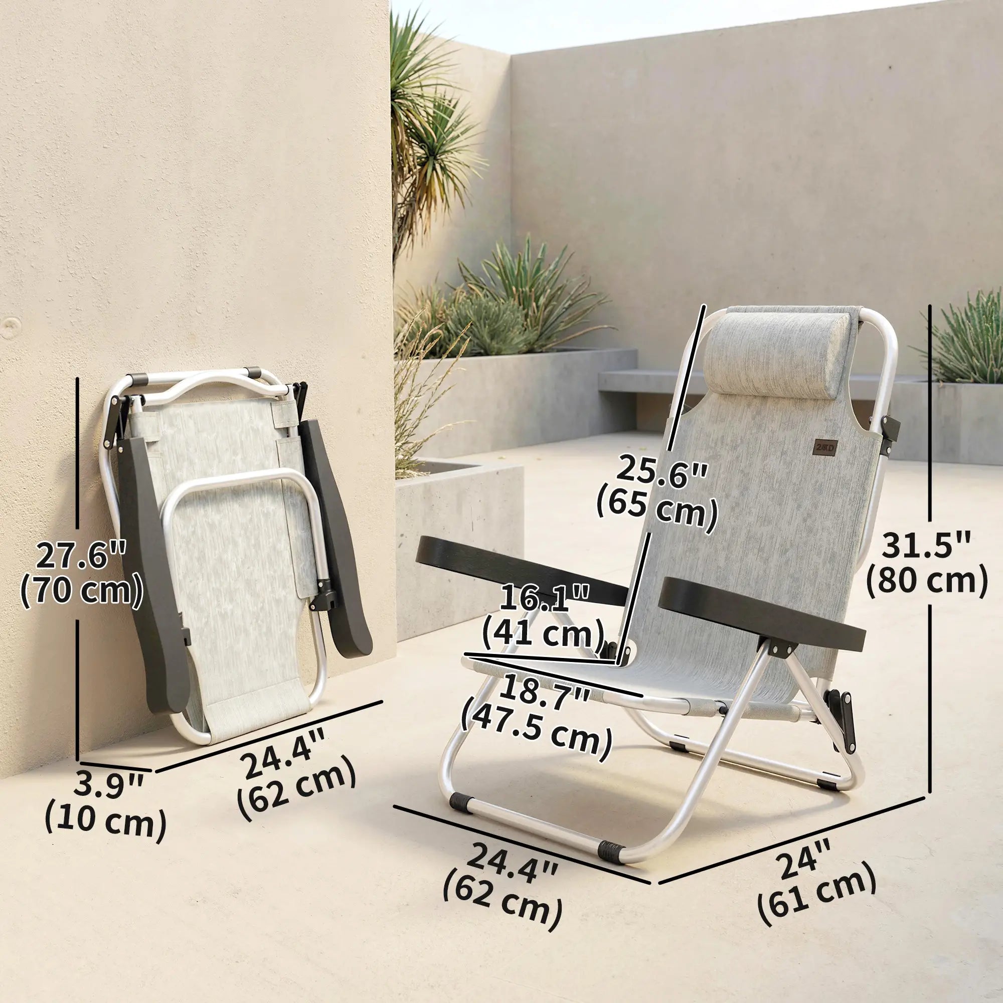 Folding Lounge Chair Set, Reclining Outdoor Chairs, 4-Position Adjustable Lounger Chairs at Gallery Canada
