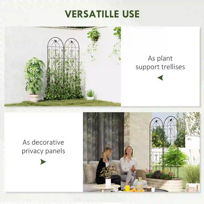 Metal Garden Trellis Set, Bird Design, 19.7" W x 70.9" H, Black Plant Stands at Gallery Canada