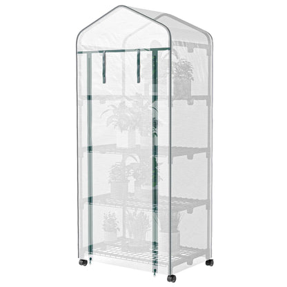 Portable Greenhouse, 4 Tier Shelves, PE Cover, White Greenhouses White at Gallery Canada