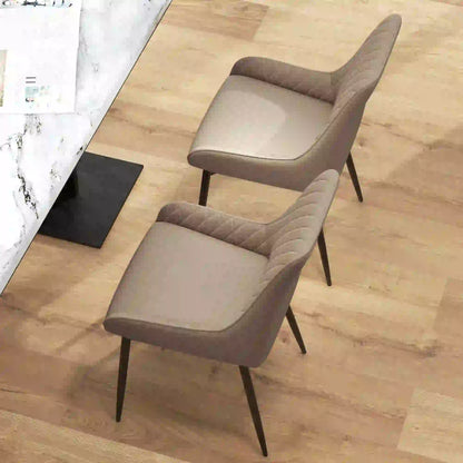 Modern Dining Chairs Set of 2, PU Leather, Metal Legs, Khaki Dining Chairs at Gallery Canada