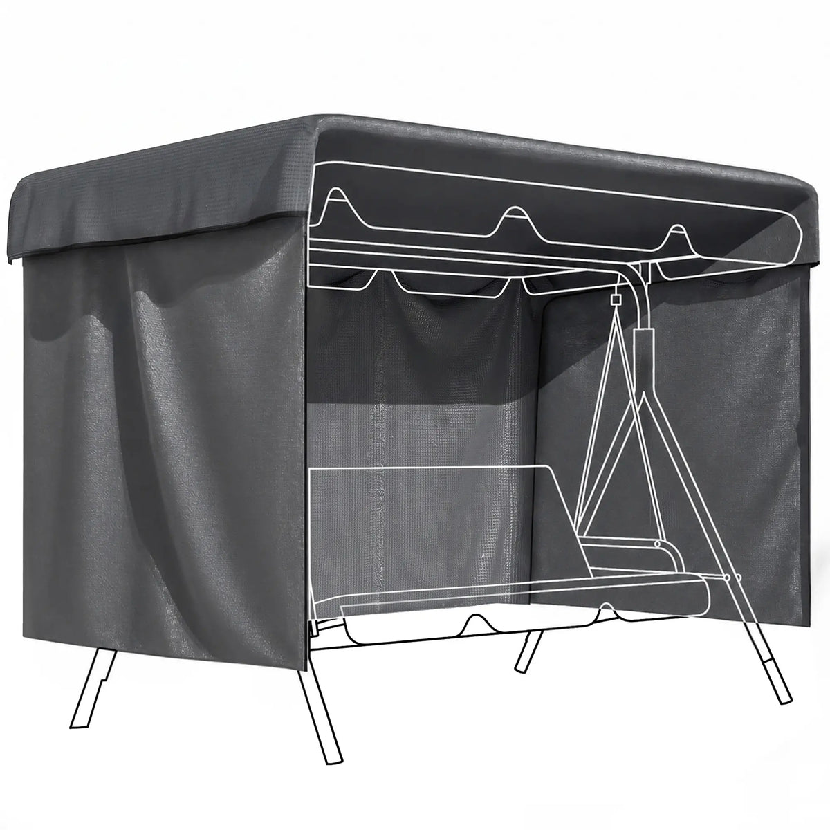 3-Seater Patio Swing Cover, Waterproof, 85" x 61" x 59", Dark Grey Patio Furniture Covers at Gallery Canada