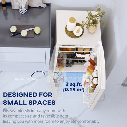 4.5 Cu Ft Mini Fridge with Freezer, Wheels, Adjustable Thermostat, White Small Kitchen Appliances at Gallery Canada