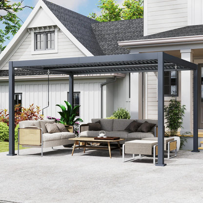 10' x 12' Adjustable Metal Roof Pergola, Aluminum Frame Outdoor Gazebo Pergolas at Gallery Canada