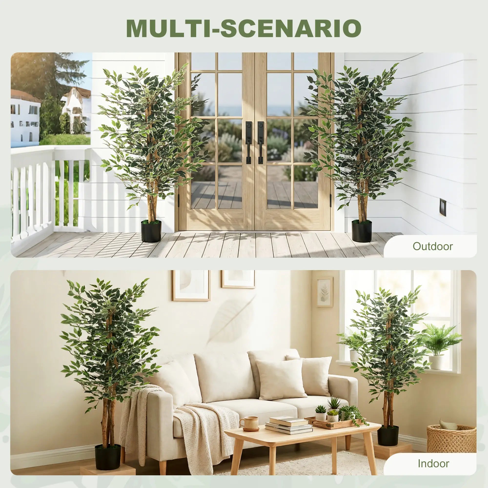 Artificial Ficus Tree With Leaves, Faux Plant In Nursery Pot Artificial Trees at Gallery Canada