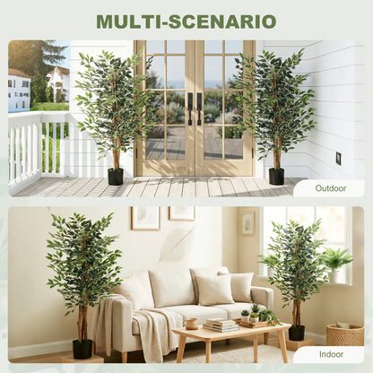 Artificial Ficus Tree With Leaves, Faux Plant In Nursery Pot Artificial Trees at Gallery Canada