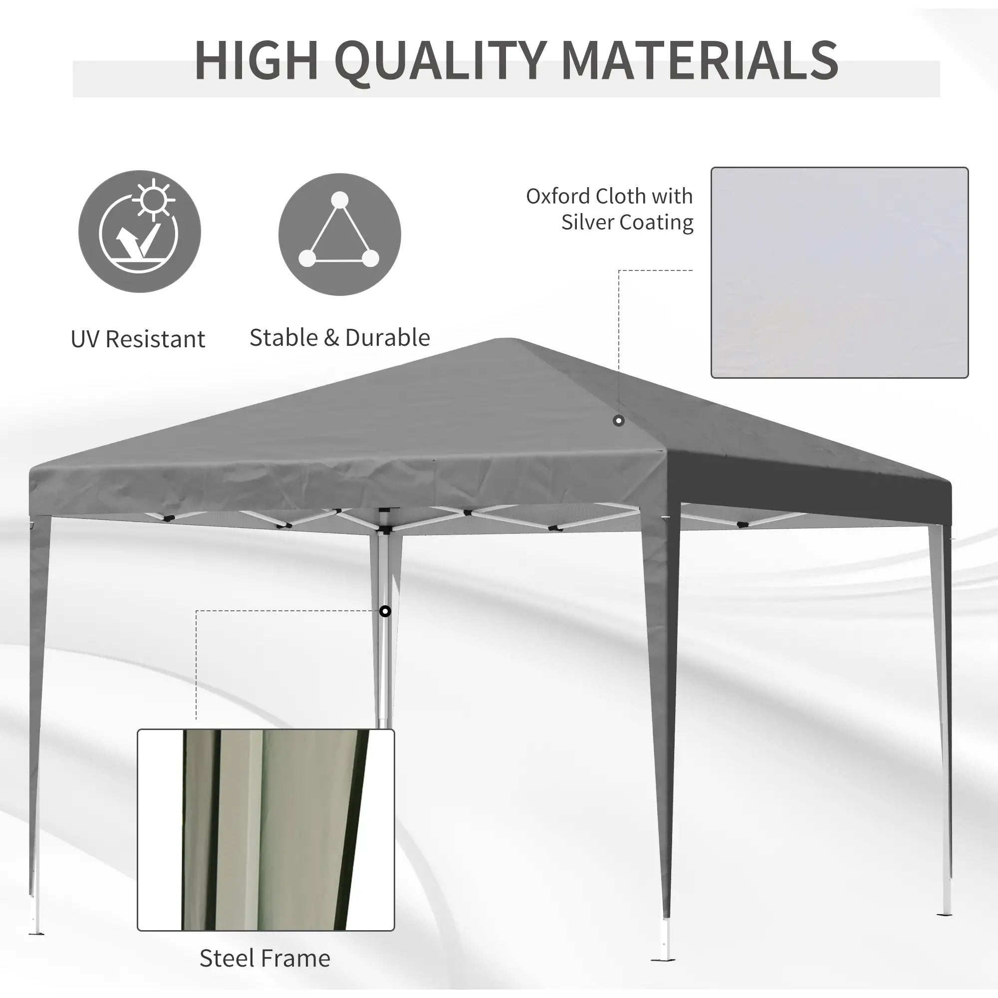 10 x 10ft Folding Pop Up Tent, Outdoor Gazebo Canopy, Grey Pop Up Canopies at Gallery Canada