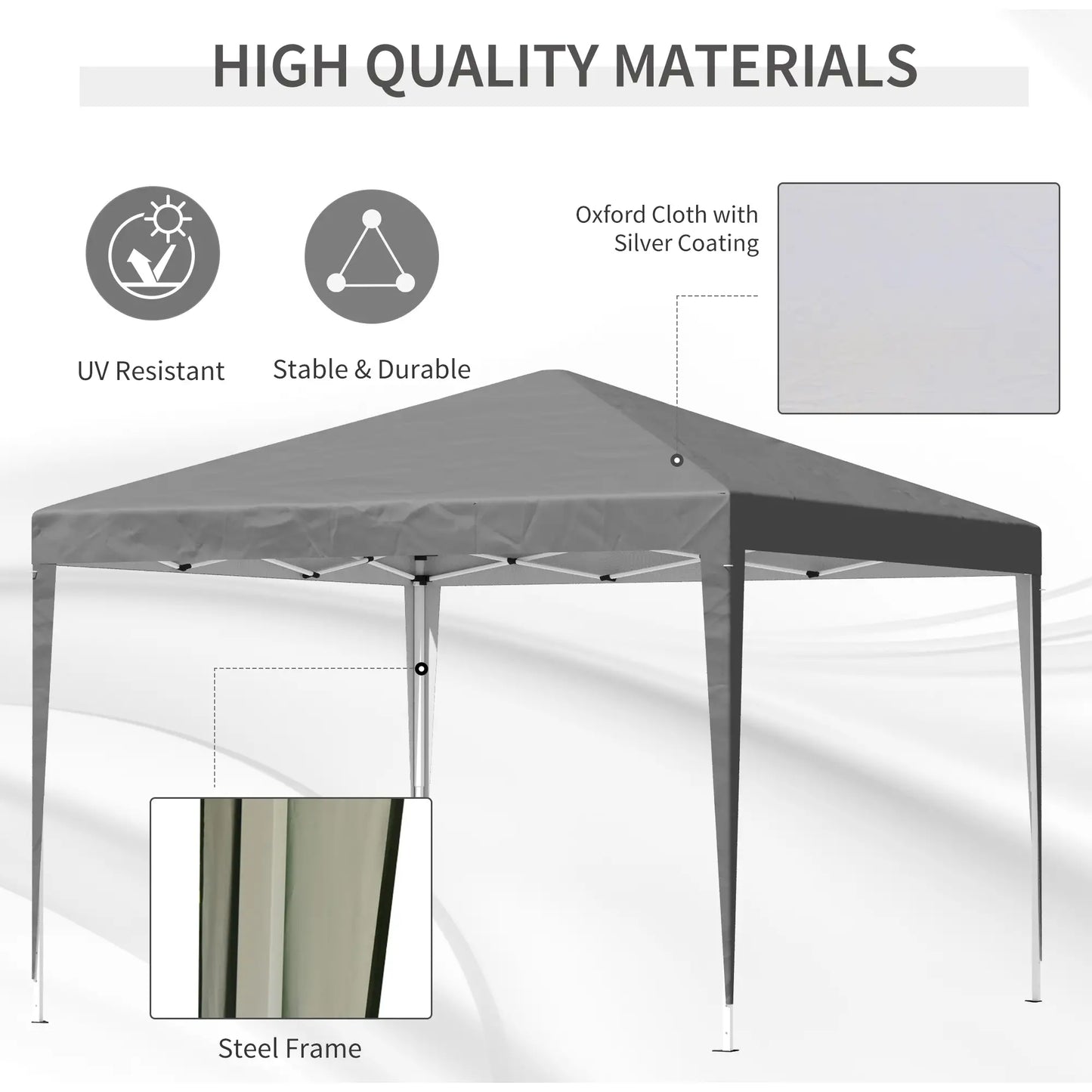 10 x 10ft Folding Pop Up Tent, Outdoor Gazebo Canopy, Grey Pop Up Canopies at Gallery Canada