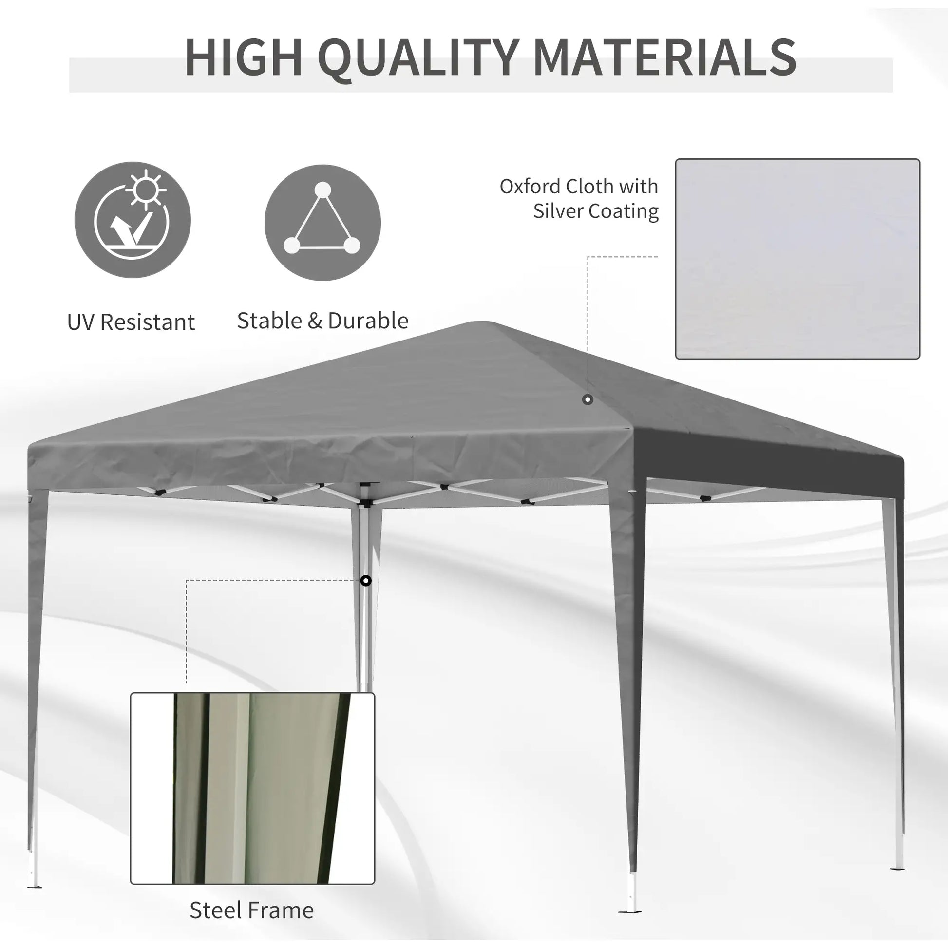 10 x 10ft Folding Pop Up Tent, Outdoor Gazebo Canopy, Grey Pop Up Canopies at Gallery Canada