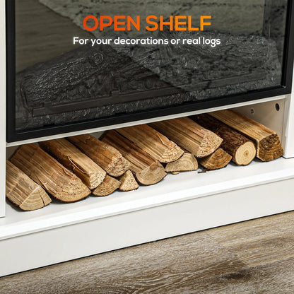 46" Electric Fireplace with Mantel, 1400W Heater, Realistic Flame, White Electric Fireplaces at Gallery Canada