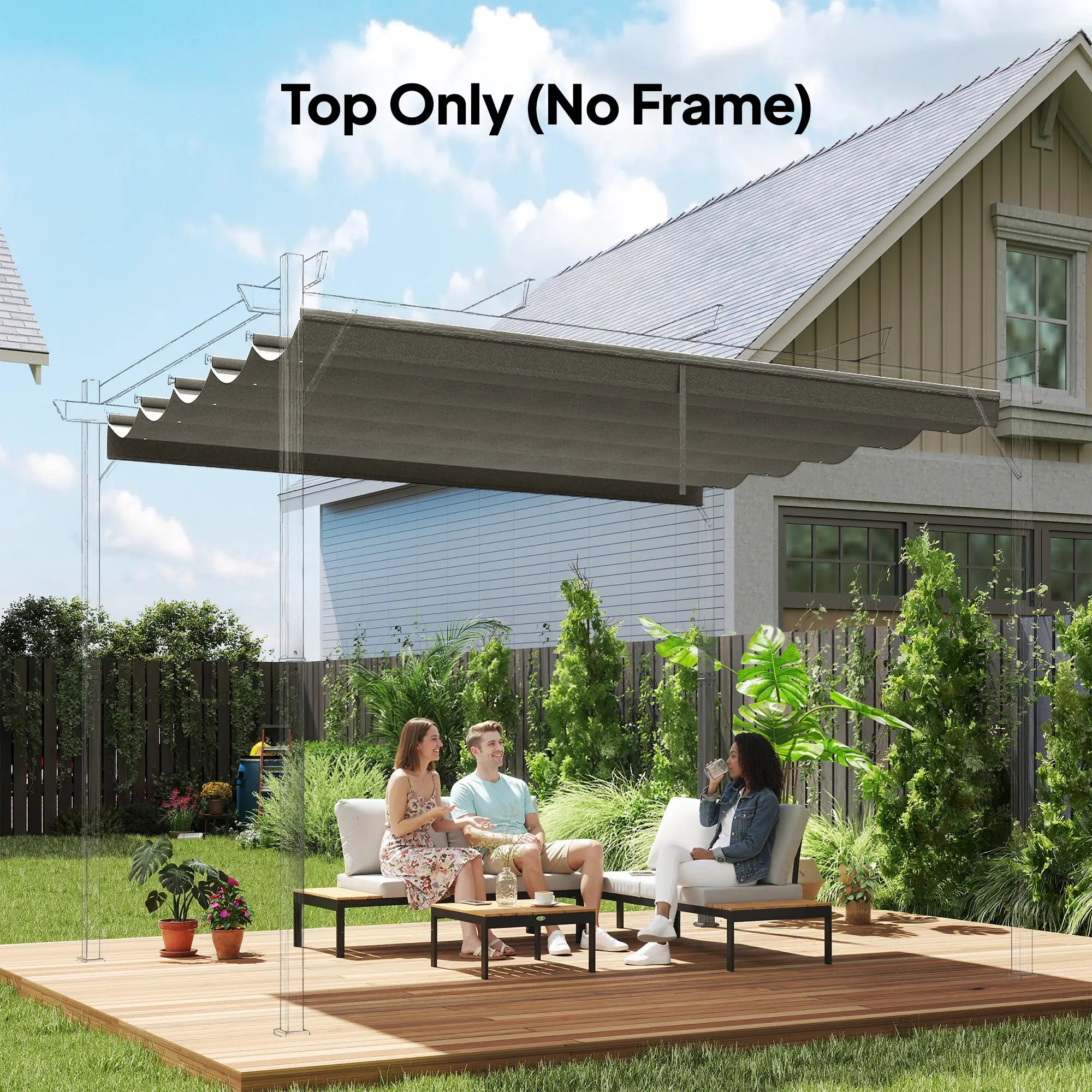 8.2' x 8.4' Retractable Pergola Canopy Replacement, Light Grey Gazebo Canopy Replacement at Gallery Canada