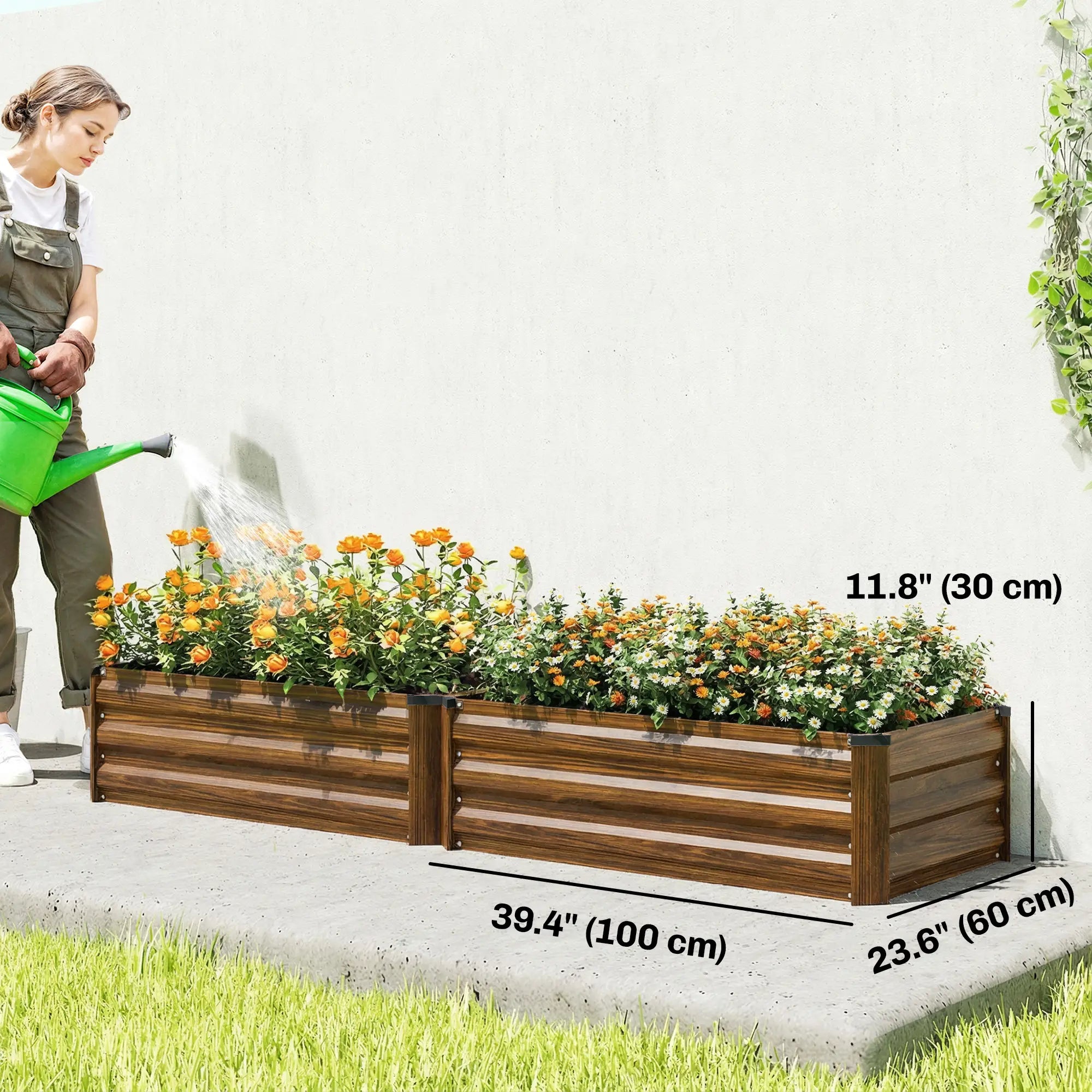 Galvanized Raised Garden Beds, Outdoor Planter Box, Dark Brown Galvanized Planter Boxes at Gallery Canada