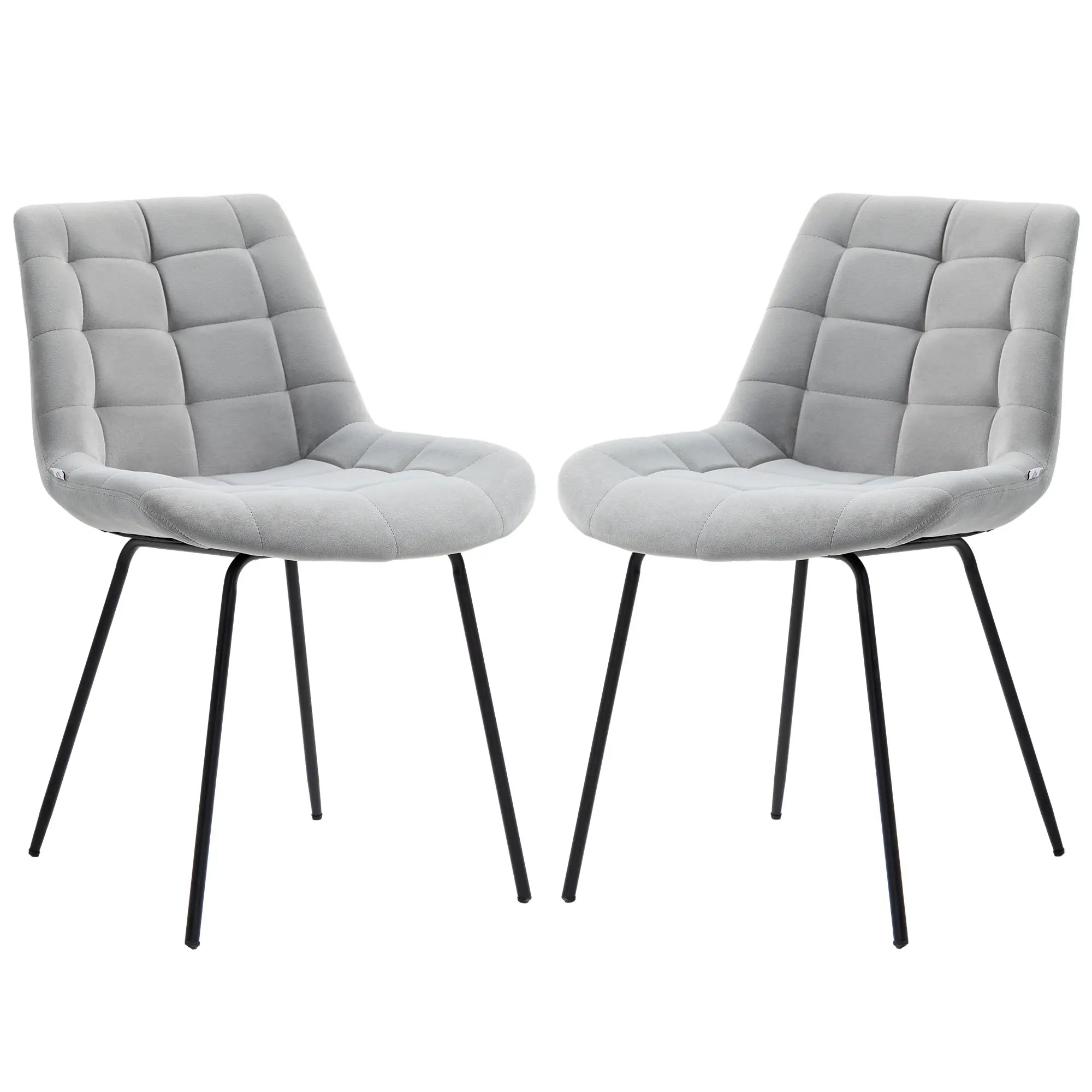 2 Dining Chairs, Upholstered Kitchen Set, Padded Seat, Steel Legs, Light Grey Dining Chairs Light Grey, Black at Gallery Canada