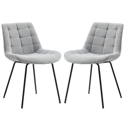 2 Dining Chairs, Upholstered Kitchen Set, Padded Seat, Steel Legs, Light Grey Dining Chairs Light Grey, Black at Gallery Canada
