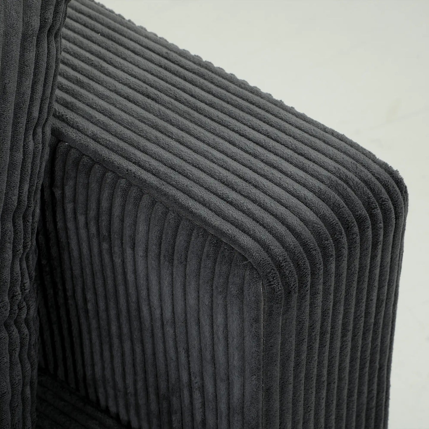 Canapé en velours côtelé 3 places, assise profonde, gris foncé