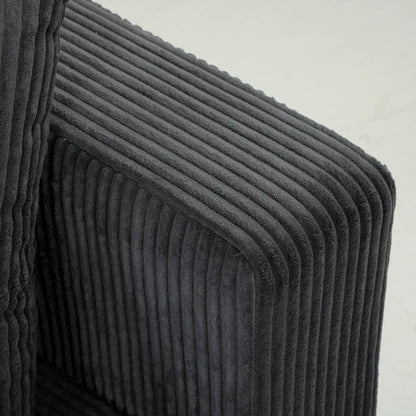 Canapé en velours côtelé 3 places, assise profonde, gris foncé