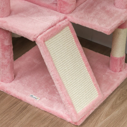 54" Cat Tree, Multi-Level Tower with Scratching Posts, Condos, Pink Cat Towers at Gallery Canada