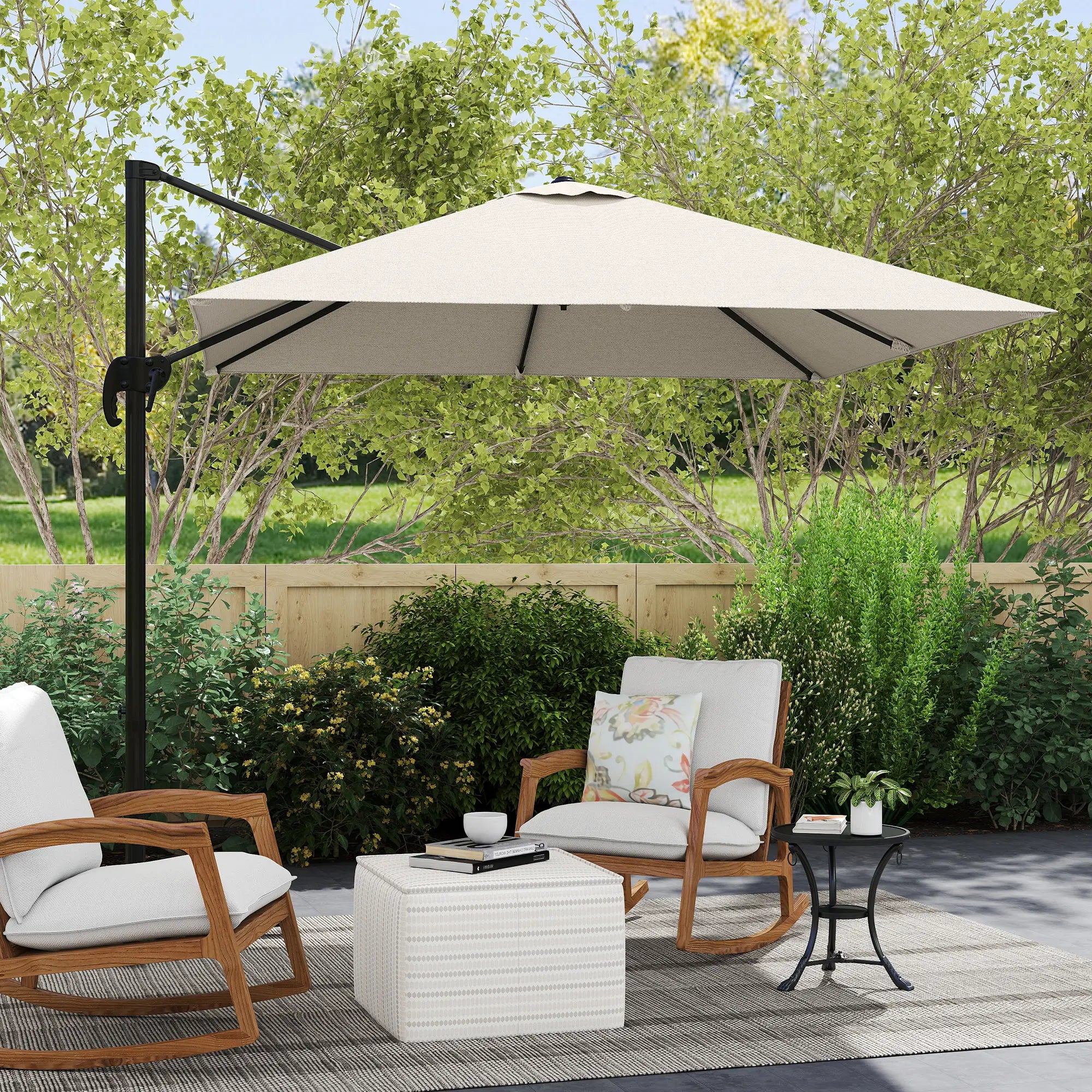 8' x 8' Square Patio Umbrella, 360° Rotation, Aluminum, White Cantilever Umbrellas at Gallery Canada