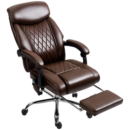 6 Point Massage Office Chair with Remote, Ergonomic Reclining Computer Desk Chair with Footrest, Side Pocket, Dark Brown Massage Chairs Dark Brown at Gallery Canada