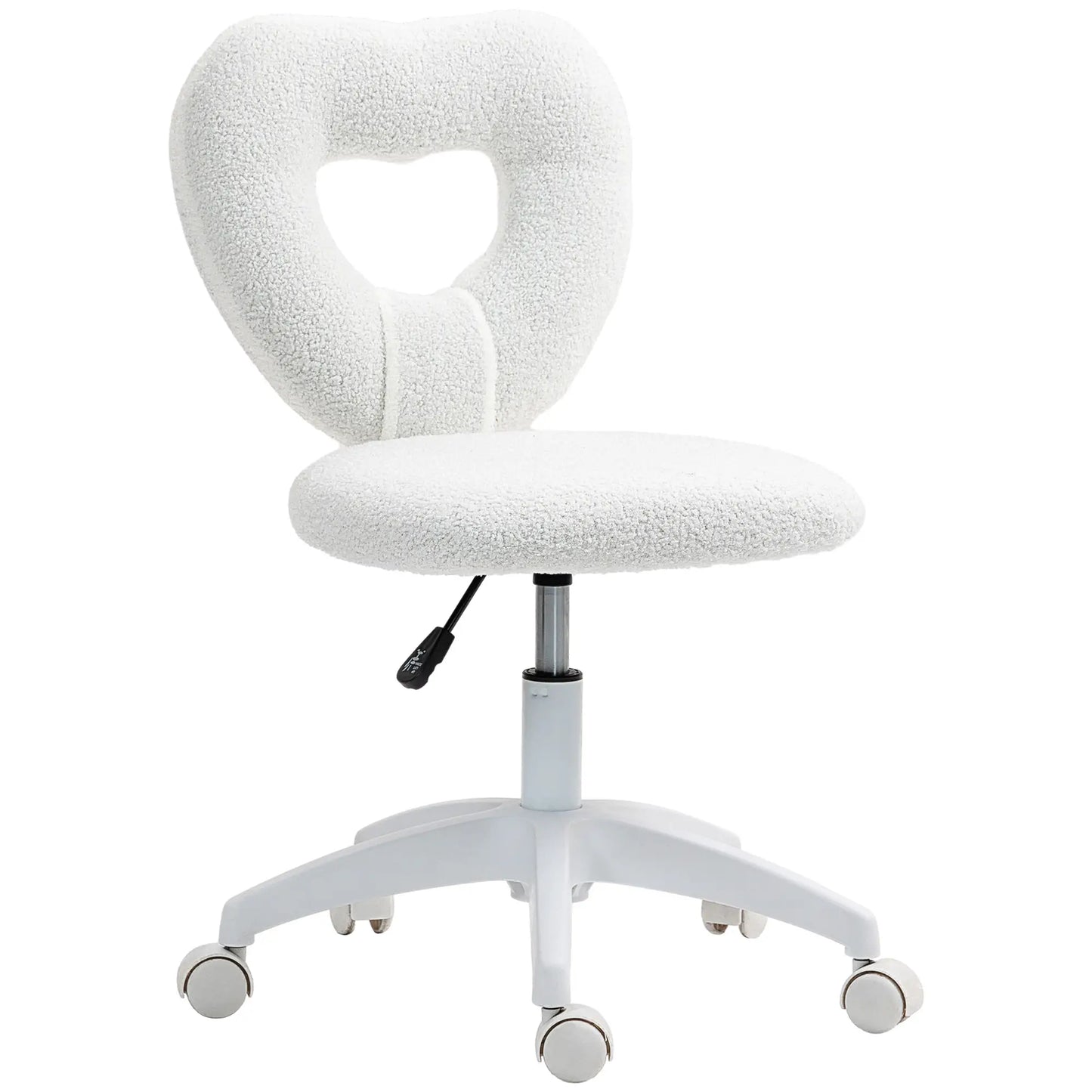 Armless Computer Desk Chair, Office Task Chair, Teddy Fleece, White Office Chairs at Gallery Canada