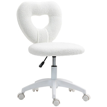Armless Computer Desk Chair, Office Task Chair, Teddy Fleece, White Office Chairs at Gallery Canada