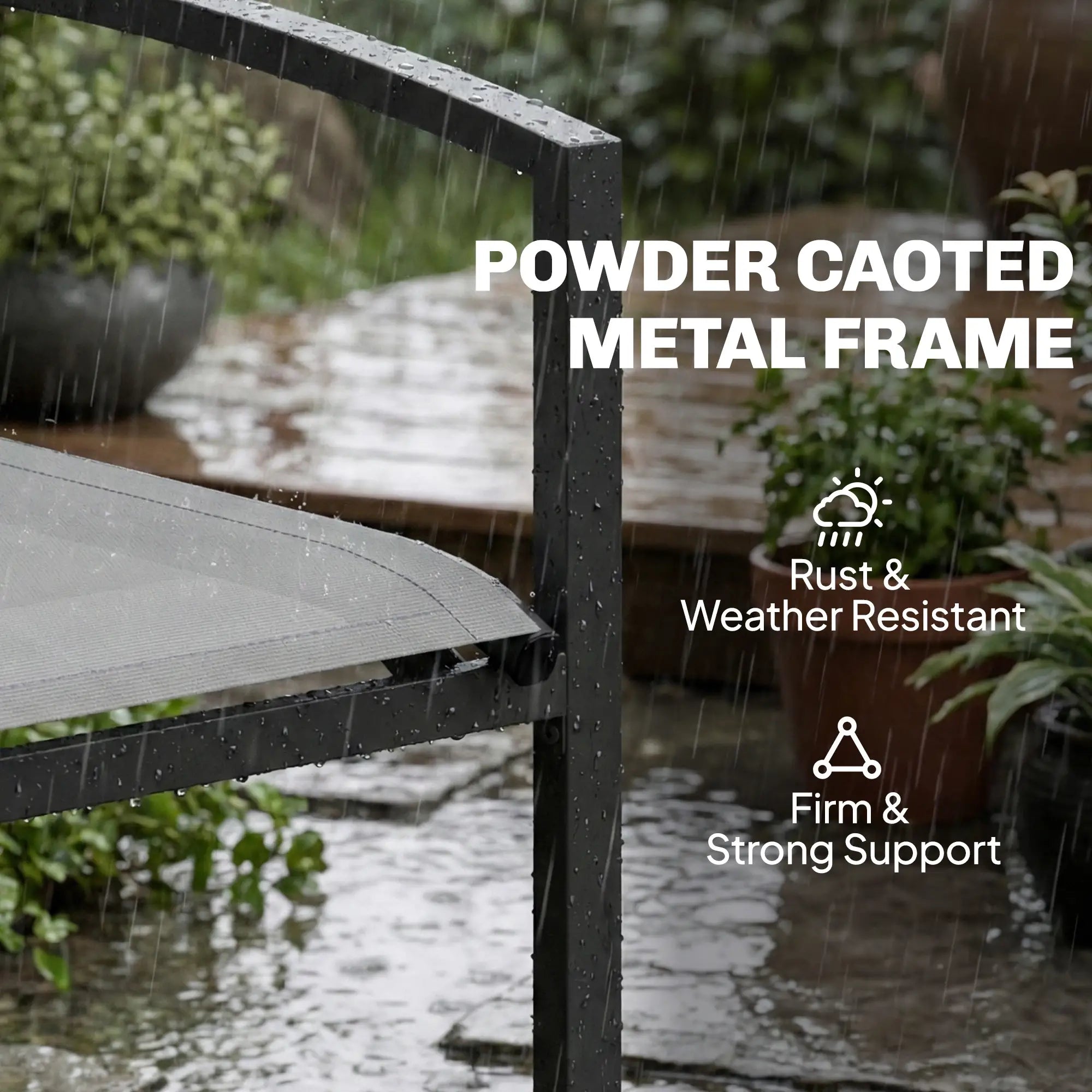 Metal Garden Bench, 44 in, Breathable Mesh Fabric, 484 lb Capacity, Grey Outdoor Benches at Gallery Canada