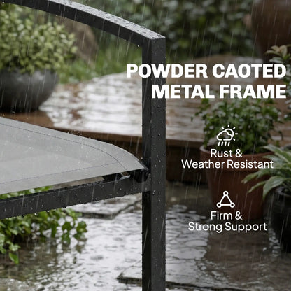 Metal Garden Bench, 44 in, Breathable Mesh Fabric, 484 lb Capacity, Grey Outdoor Benches at Gallery Canada