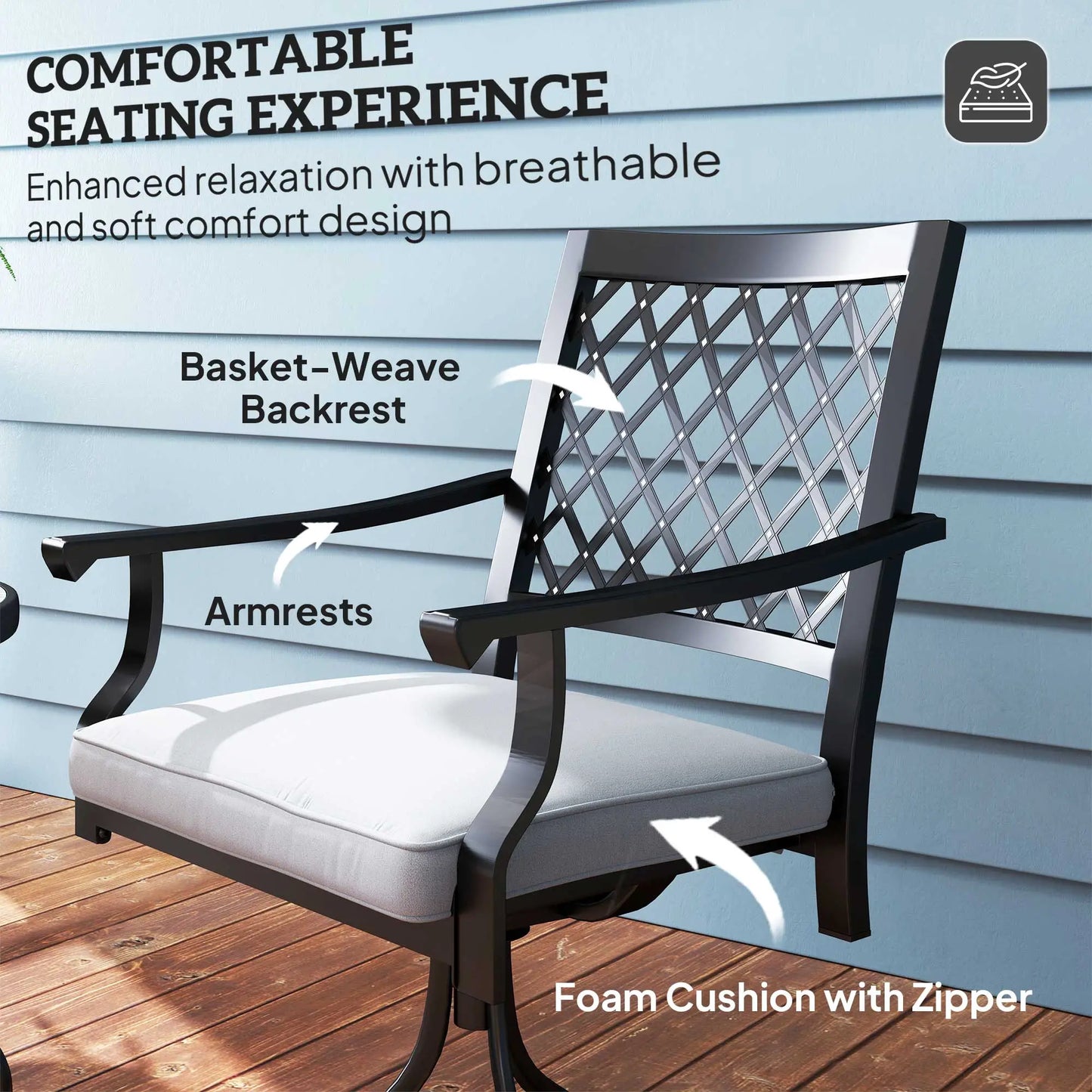 Metal Swivel Rocker Chairs Set of 2, with Cushion, Armrests, for Patio, Garden Bistro Sets at Gallery Canada