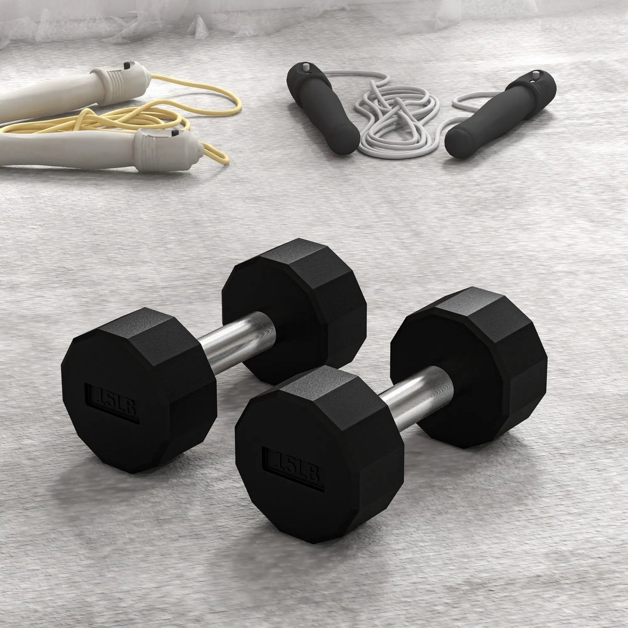 2 x 15lbs Dumbbells Set, Non-Slip Grip, Rubber Covered Weights Dumbbells & Barbells at Gallery Canada