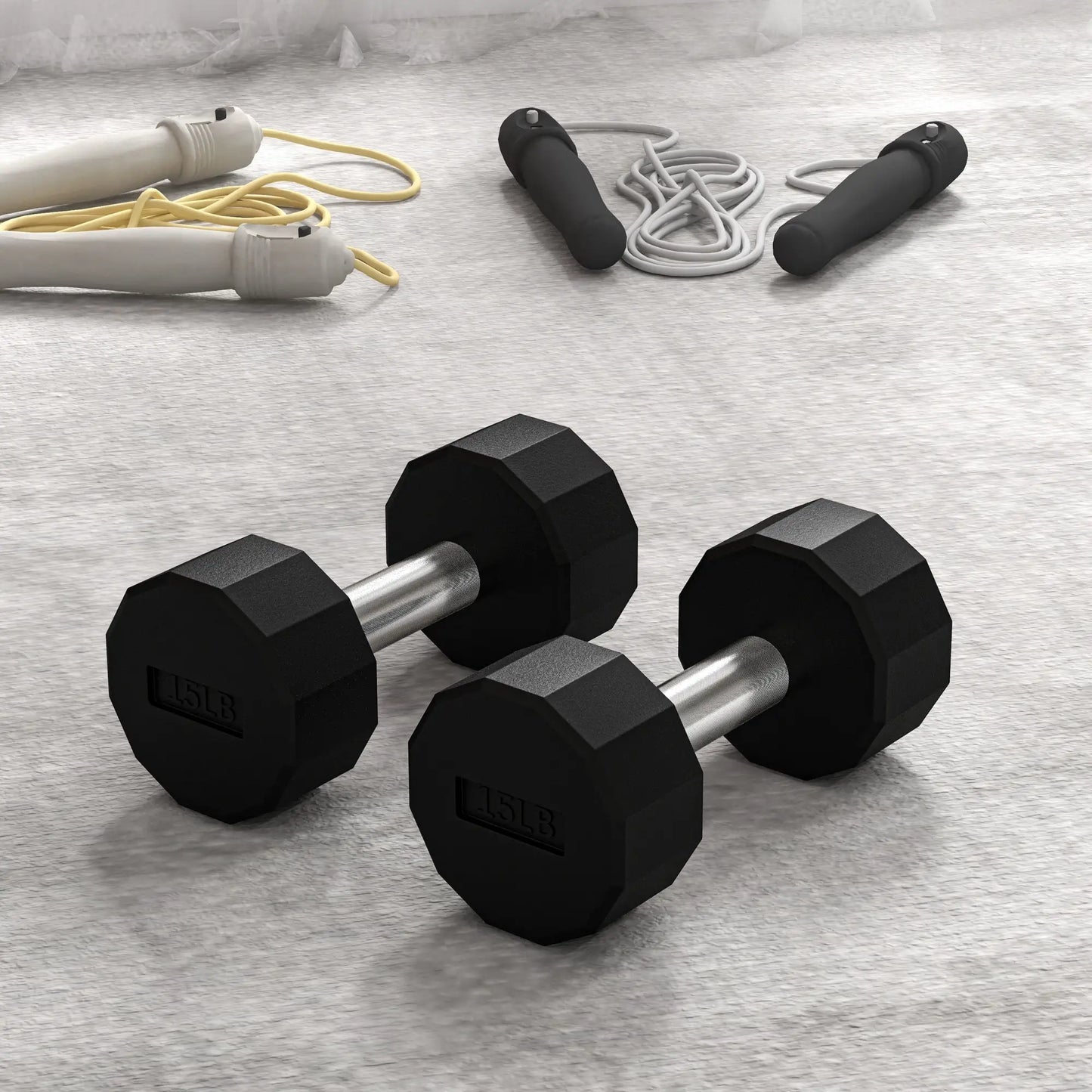 2 x 15lbs Dumbbells Set, Non-Slip Grip, Rubber Covered Weights Dumbbells & Barbells at Gallery Canada