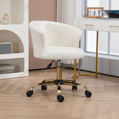 Armless Office Chair, Adjustable Height, Swivel Wheels, Mid Back, Gold