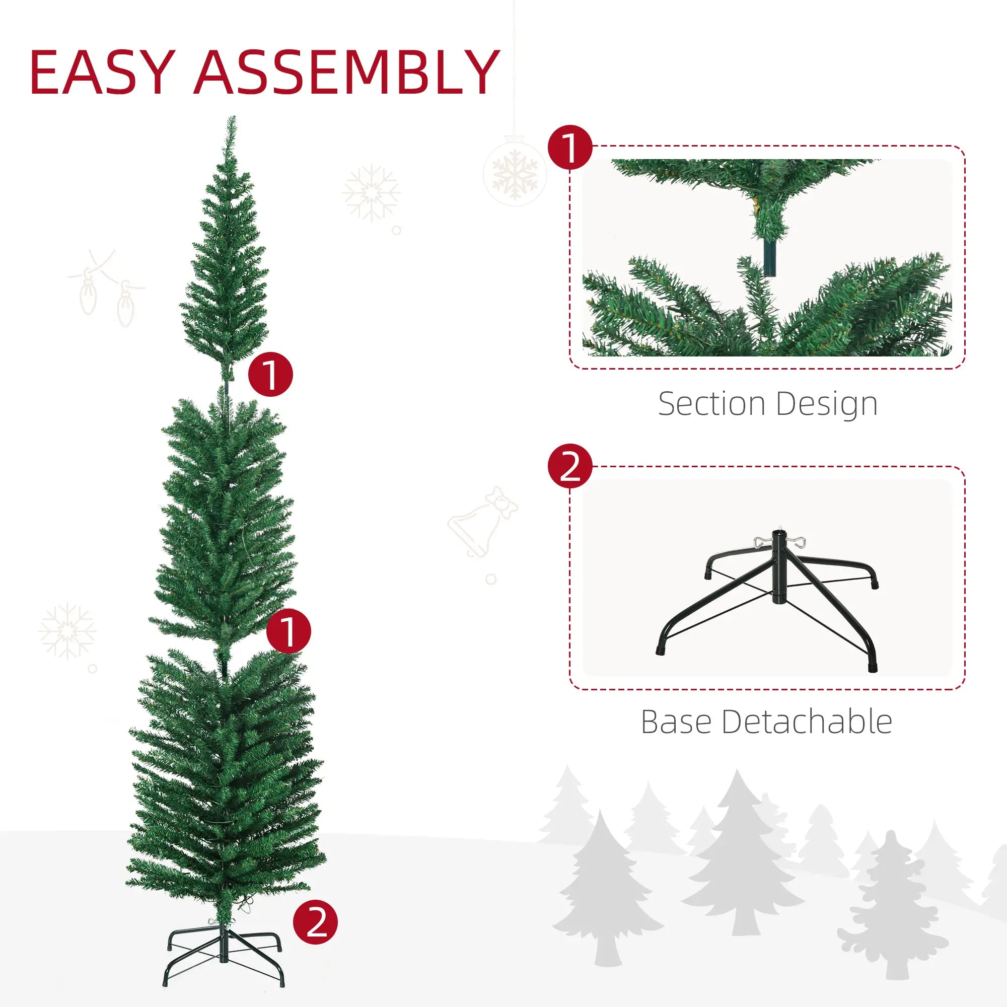 7.5' Artificial Pencil Christmas Tree, LED Lights, Steel Base, Colorful Pencil Christmas Trees at Gallery Canada