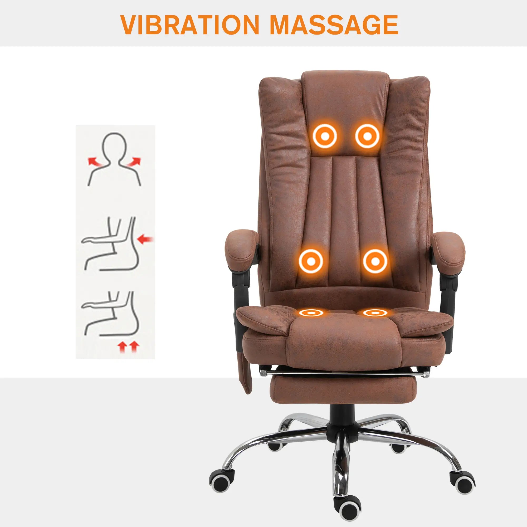 Office Chair, Vibration Massage Recliner, Retractable Footrest, Brown Massage Chairs at Gallery Canada