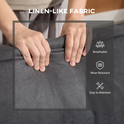 Linen Loveseat Sofa, 2 Seater with Thick Padded Seat, Dark Grey 2-Seater Sofas at Gallery Canada