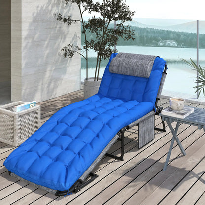 Folding Lounge Chair, 4-Level Reclining Back, Cushion, Blue Lounger Chairs at Gallery Canada