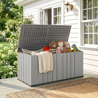 Large Capacity Outdoor Storage Box, 125.5 gal, Lockable Lid, Grey Patio Storage Boxes at Gallery Canada