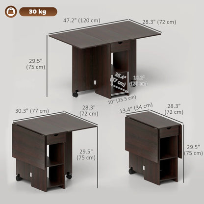 Folding Dining Table, Drop Leaf with Drawer, Storage Shelves, Dark Brown Dining Tables at Gallery Canada