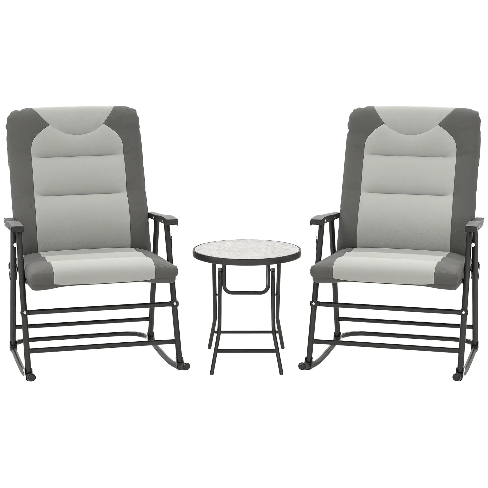 3-Piece Foldable Rocking Chair Set, Light Grey Outdoor Rocking Chairs at Gallery Canada