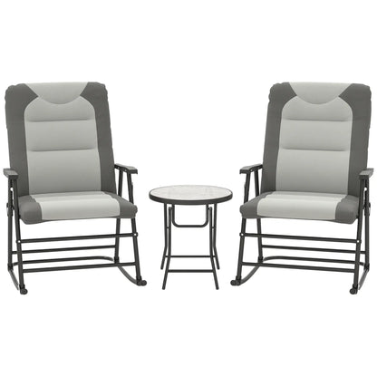 3-Piece Foldable Rocking Chair Set, Light Grey Outdoor Rocking Chairs at Gallery Canada