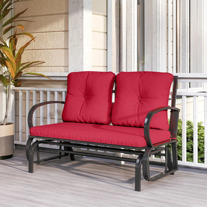 2-Person Outdoor Glider Chair, Steel Frame with Cushions, Red Outdoor Gliders at Gallery Canada