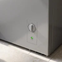 Congélateur coffre 3,5 pi³, thermostat à 7 réglages, panier en fil, gris