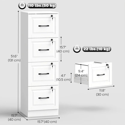 4 Drawer File Cabinet With Lock, Vertical Filing Cabinet, White Office Cabinets & Cupboards at Gallery Canada