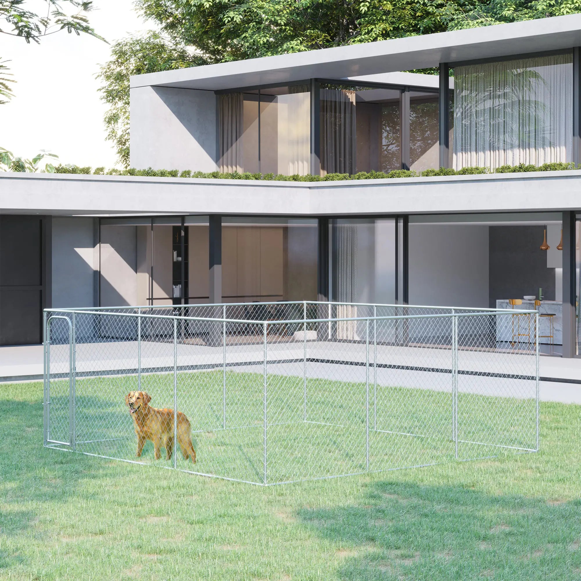 15.1' x 15.1' x 6' Dog Playpen, Galvanized Steel Frame, for Small Medium Dogs Houses, Kennels & Pens at Gallery Canada