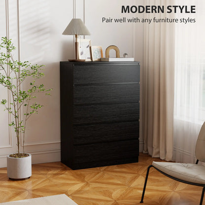 5 Drawer Dresser, Modern Chest for Bedroom, Black Storage Cabinets at Gallery Canada