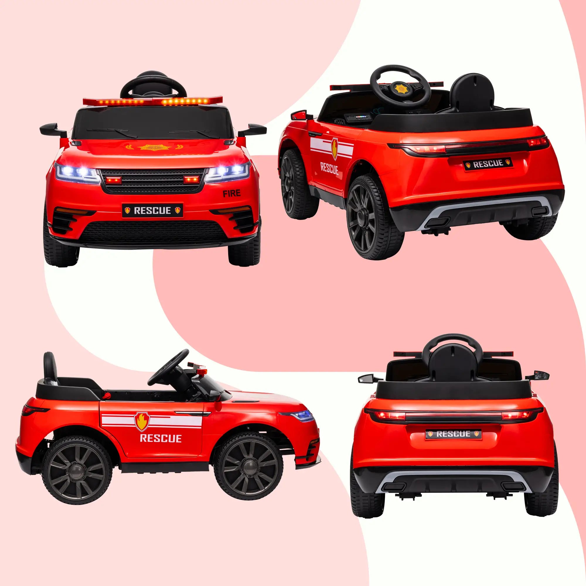 12V Kids Electric Fire Truck, Remote Control, Spring Suspension, Red Electric Toy Cars at Gallery Canada