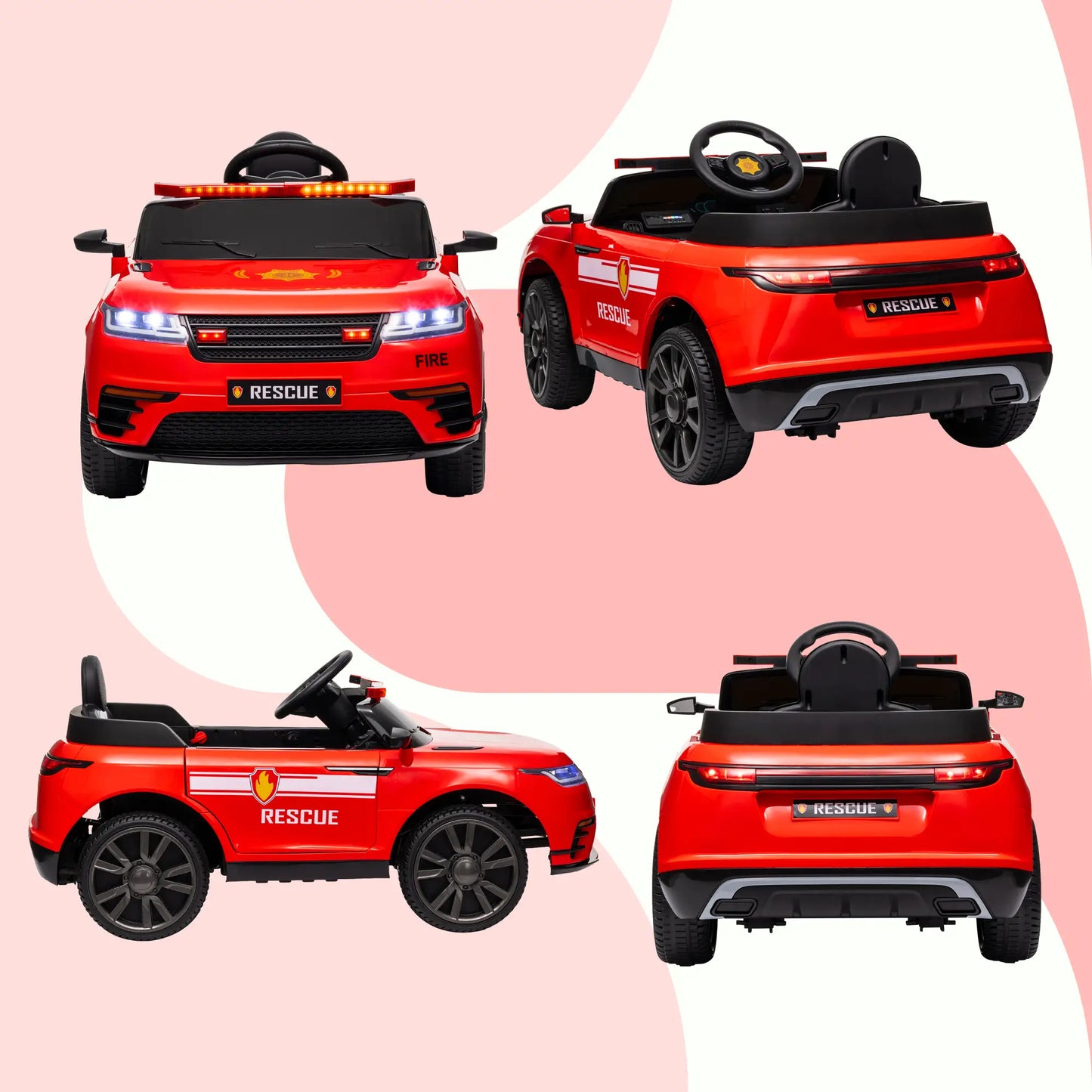 12V Kids Electric Fire Truck, Remote Control, Spring Suspension, Red Electric Toy Cars at Gallery Canada