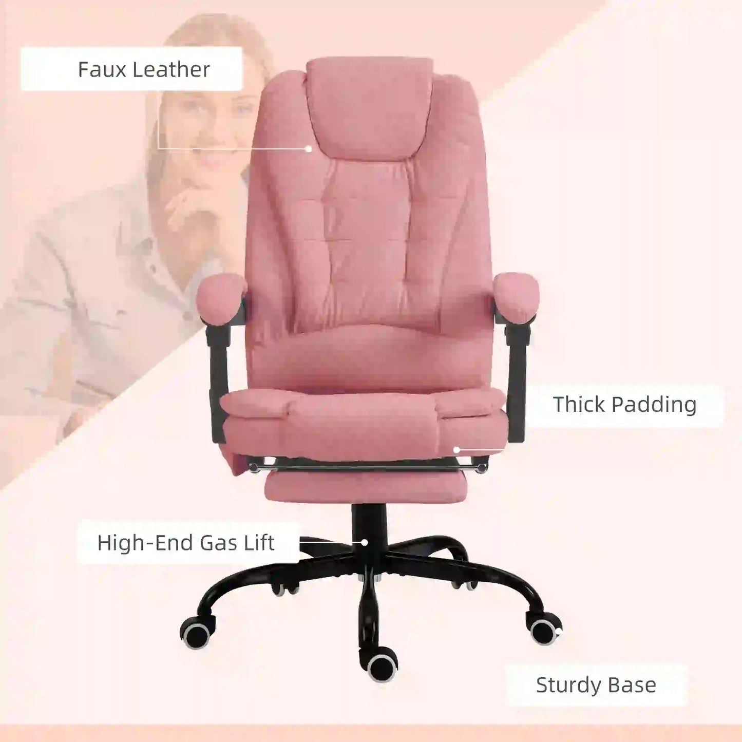 7-Point Vibrating Massage Chair, Reclining with Footrest, Pink Massage Chairs at Gallery Canada