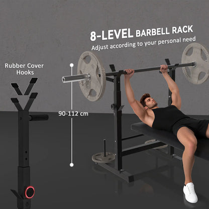 Adjustable Weight Bench, Foldable with Barbell Rack, Dip Station, Black Weight Benches at Gallery Canada